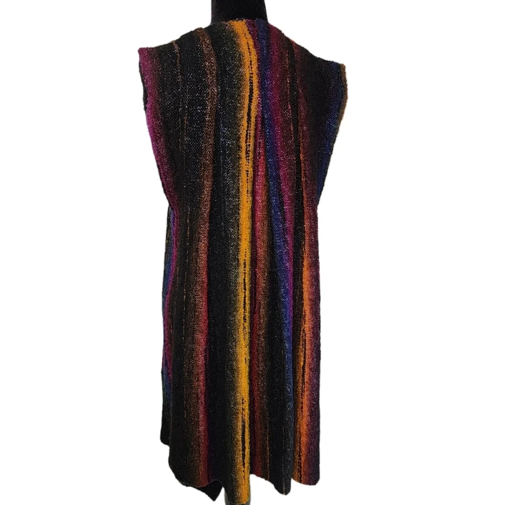Turkey Creek Von Rhodes Handwoven Shawl Vest Rainbow Knit Cape Layering OS